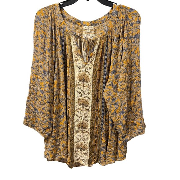 Mason & Belle Paisley Sleeve Blouse Sz 2X Yellow Gray - Picture 5 of 11